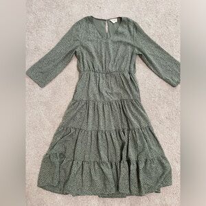 Sage Green and Black Polka Dot Midi Dress Orange Creek